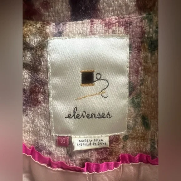 Vintage Anthropologie Elevenses Blurred Fresco Peacoat in Pastels size 10 - Picture 4 of 5